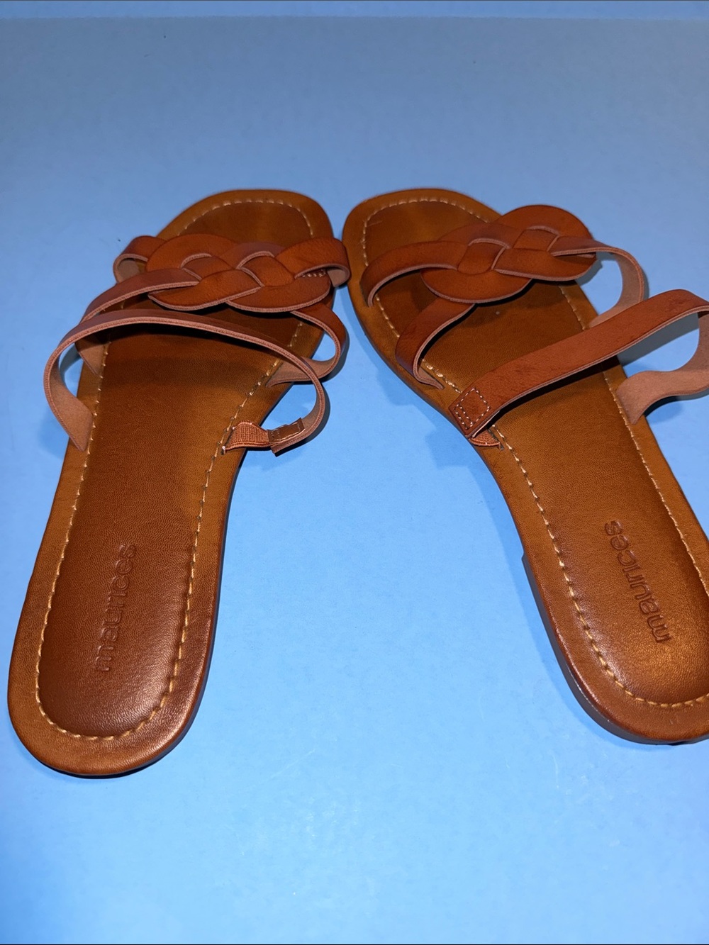 Maurices Brown Braided Strap Slide Sandals